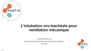 Lintubation orotrachéale pour la ventilation mécanique [upl. by Dionne]