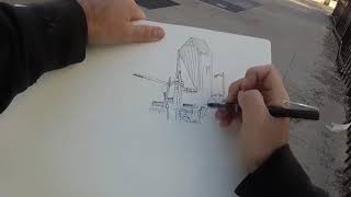 Dallas TX Fountain Place Artists draws Dallas Skyline  Sketch the World [upl. by Veedis364]