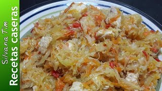 Receta de REPOLLO GUISADO guiso con PECHUGA DE POLLO [upl. by Barth]