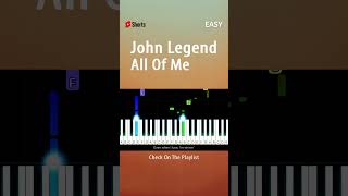 John Legend  All Of Me  EASY Piano TUTORIAL by Piano Fun Play youtubeshorts shorts [upl. by Shantee]