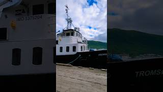 Old passenger ship and a wooden sailboat shorts passengership sailboat hd tromsø [upl. by Akiwak]