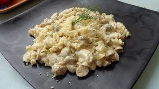 Pasta con salsa de champiñones Pasta with mushroom sauce [upl. by Dyraj]