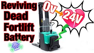 Mitsubishi Electric Forklift Dead Battery Revived 0v  24volts [upl. by Sivet]