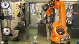 Grinding and polishing of implants with a KUKA robot [upl. by Ayhtnic]