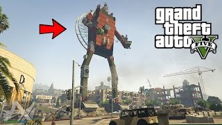 GTA 5  BIG STUNT SUR UN ROBOT GEANT EN VILLE [upl. by Asilam]