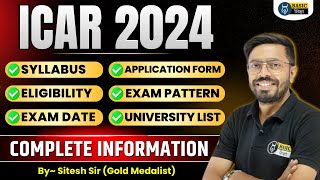 ICAR Eligibility Syllabus Exam Pattern ICAR Application form 2024 CUET ICAR 2024 Complete Detail [upl. by Weinberg]