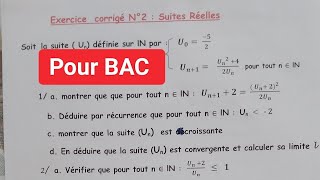 Pour BAC  Exercice corrigé N2 Suite réelle [upl. by Reisch]