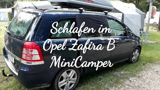 Schlafen im Opel Zafira B MiniCamper  MiniVan  Klappbett [upl. by Haiel]