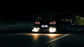 Black R35 GTR Flame Spitting 4K [upl. by Hplodnar]