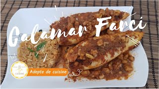 Calamar farci au riz et fruits de mer  Encornets Farcis [upl. by Morlee614]