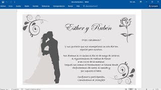 Cómo hacer una invitación para boda en Word [upl. by Gwennie]