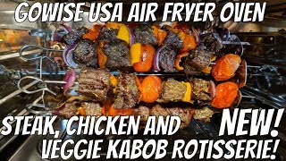 New GoWISE USA Air Fryer Oven Day 5  Kabob Steak Chicken and Veggie Rotisserie  Keto Low Carb [upl. by Yllom]