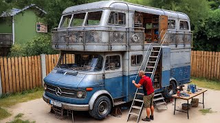 Man turns wrecked bus into ultra luxury caravan By start to finish TreacleTowner [upl. by Hank]