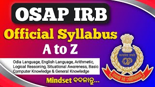 OSAP IRB Official Syllabus A to Z  mindset ବଦଳାନ୍ତୁ OSAP IRB Recruitment 2024 KUMAR SIR [upl. by Canice]