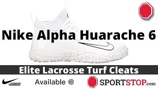 Nike Alpha Huarache 6 Elite Lacrosse Turf Cleat Product Video SportStopcom [upl. by Akimrej894]