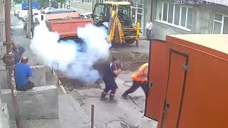 Excavator versus Highvoltage cables HT cables fault electricalvideo [upl. by Noevad]