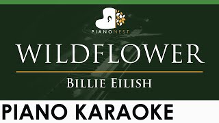 Billie Eilish  WILDFLOWER  LOWER Key Piano Karaoke Instrumental [upl. by Sarita]