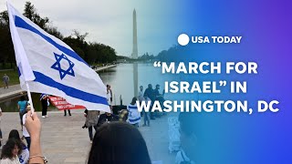 Watch quotMarch for Israelquot rally held at National Mall Washington DC [upl. by Ydennek]