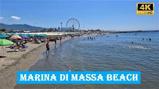 MARINA DI MASSA BEACH  ITALY  4K  Spiaggia Libera  Tyrrhenian Sea [upl. by Lebasiram]