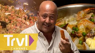 Andrew Cooks Some Puerto Rican Classics  Bizarre Foods with Andrew Zimmern  Travel Channel [upl. by Tnahsin919]