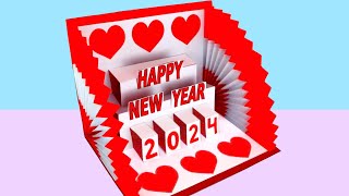 Happy New Year Card 2024  How To Make New Year POPUP Greeting Card [upl. by Bullock709]