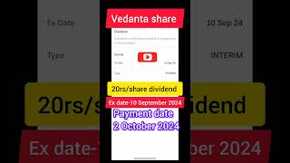 Vedanta share dividend payment date letast News 2024 dividend [upl. by Odlabso]