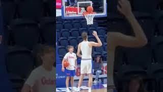 7’9” freshman Olivier Rioux warming up 😳🤯 nba basketball highlights dunk basketballstar [upl. by Amehsat526]