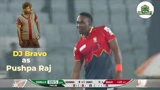 funny celebration in cricket  Eagle cricket  DJ Bravo as Pushpa raj [upl. by Davena986]