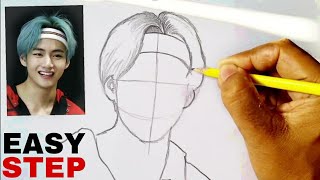 BTS V Kim Taehyung pencil drawing  BTS army [upl. by Burnett867]