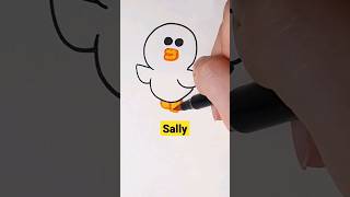 How to draw Sally chickサリー Sarī from Line Friends  Easy steps for kids [upl. by Saxena455]