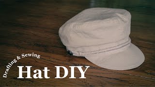 Greek Fisherman’s Hat  Breton Cap  Baker Boy Cap DIY 【Drafting and Sewing from Scratch Tutorial】 [upl. by Ahsa121]