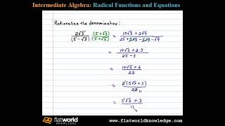 Rationalize the Denominator with the Conjugate  Algebra fwk IA 050403 [upl. by Hunsinger]