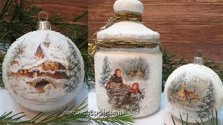 EASY CHRISTMAS ORNAMENTS DIY ❄️ IDEAS TO RECYCLE GLASS JAR ❄️ SNOW EFFECT BAUBLES Kitchen Decor [upl. by Zere]