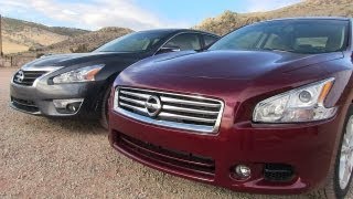 2013 Nissan Altima vs Maxima 060 MPH Mashup Review [upl. by Naitsyrk694]