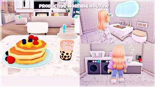 productive morning routine 🌸✨ workout breakfast🥞🧋 watering plants🌱 Livetopia Roblox [upl. by Zacks]