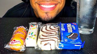 ASMR Happy Birthday Cake Oreo Cakesters Zebra Cakes Twinkies Cake Eating Mukban [upl. by Erbe617]