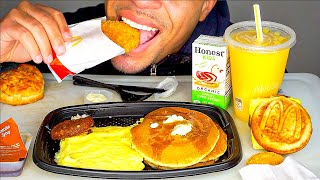 ASMR MCDONALDS BIG BREAKFAST WITH HOTCAKES HASH BROWNS MANGO PINEAPPLE SMOOTHIE MCGRIDDLE MUKBANG [upl. by Emoreg169]