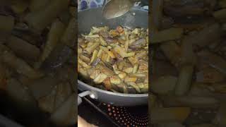 Brinjal bhaji with small prawns  simplecooking viralshorts youtube [upl. by Aicylla]