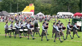 Perth and District Pipe Band competing in RSPBA Grade 3 bands during 2023 Pitlochry Highland Games [upl. by Nageek655]