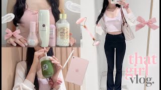 that girl productive routine 🧸🩰  Pilates post workout skincare routine study with me [upl. by Brace167]