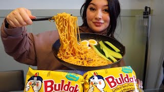 Spicy Chicken Cheesy Buldak Noodles  Mukbang [upl. by Hermon]