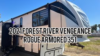 2021 Forest River Vengeance Rogue Armored 351 5th Wheel garage Model Toy Hauler with 13 Ft Garage [upl. by Bondy]