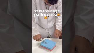 First suture🥰👨🏻‍⚕️enjoy medicalcollege vlog medicovlog fun [upl. by Yanffit556]