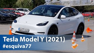 Tesla Model Y  Maniobra de esquiva moose test y eslalon  km77com [upl. by Silirama426]