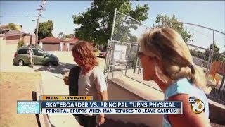 Heated confrontation between skateboarder school principal caught on camera [upl. by Ailemac303]