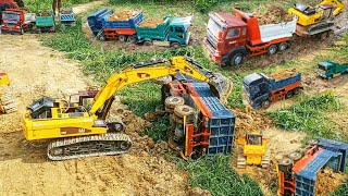 Amazing Car truck Stuck Construction Hino700 Nissan Excavator Dozer Komatsu D65PX [upl. by Ollehcram]