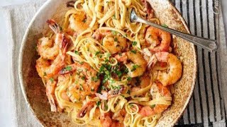 Makarona me karkaleca ne 15 min  Shrimp Pasta easy recipe [upl. by Oiramed]