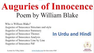 Auguries of Innocence by William Blake In urdu and Hindi Auguries of Innocence Summary and Analysis [upl. by Elahcim462]