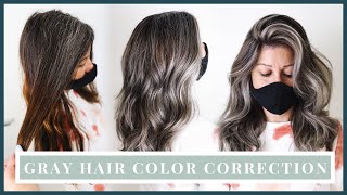 Gray Hair Color Correction  How to blend natural gray roots into silver hair including formulas [upl. by Beasley]