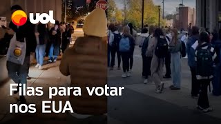 Eleição nos EUA Vídeos mostram filas para votação no processo eleitoral americano [upl. by Oech755]